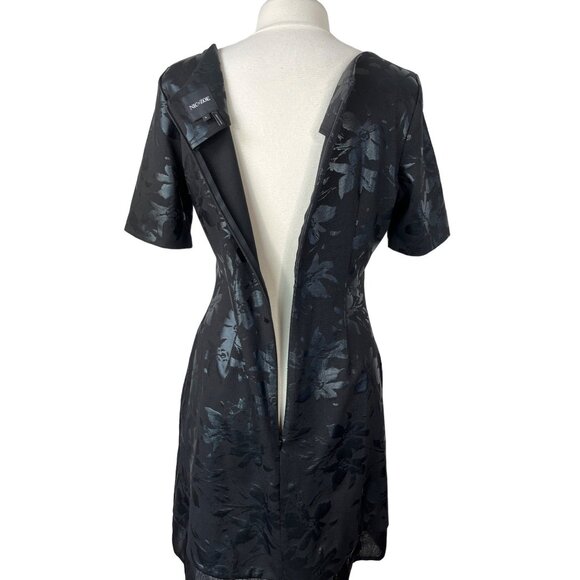 Nic and Zoe Floral Ponte Dress Womens Large Black Shiny Sheath - Picture 7 of 9